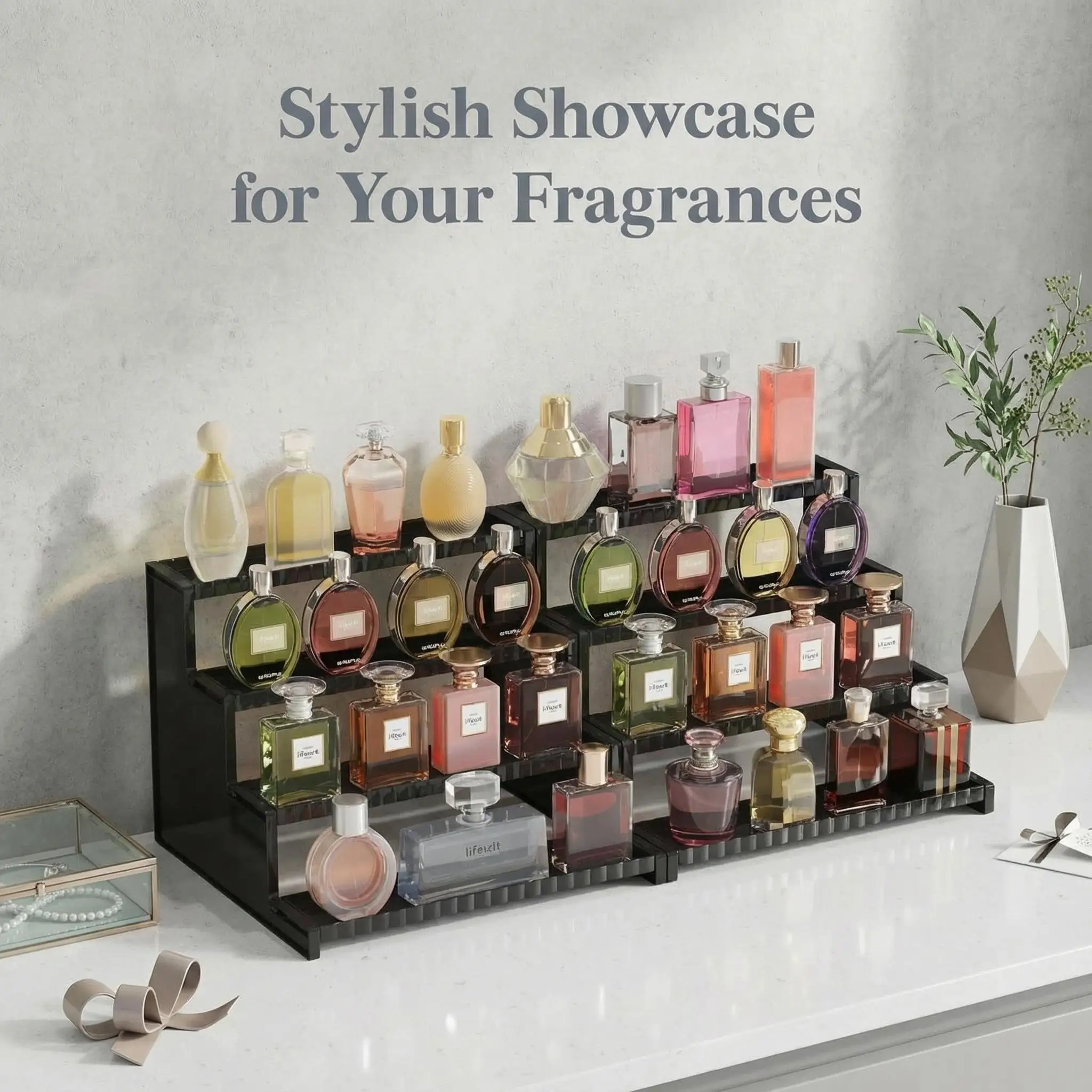 12 Inch 4-Tier Black Display S - Perfume Fragrance Holder recension och pris